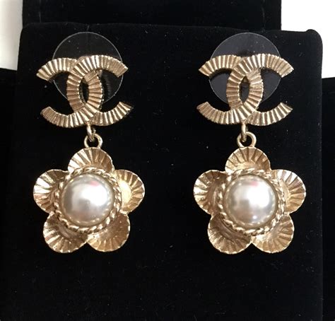 pearl drop chanel earrings|vintage chanel pearl drop earrings.